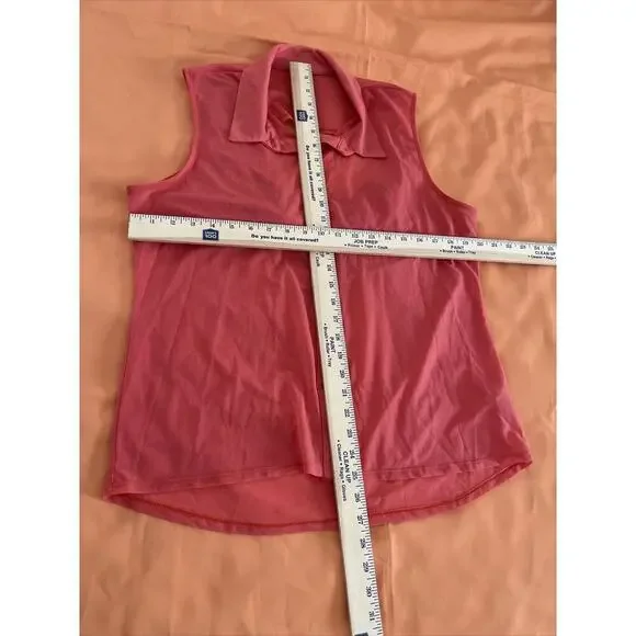 Women RECKLESS HEARTS Open Front Tunic XL Sleeveless Collared Open Back Orange - Picture 6 of 8